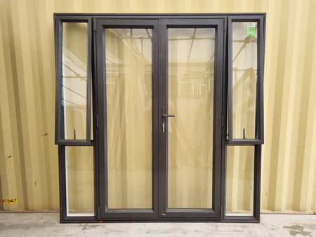 Aluminium French Door  with Opening Side Light Windows 2000 W x 2040 H [#4962 SF] Joinery Recycle