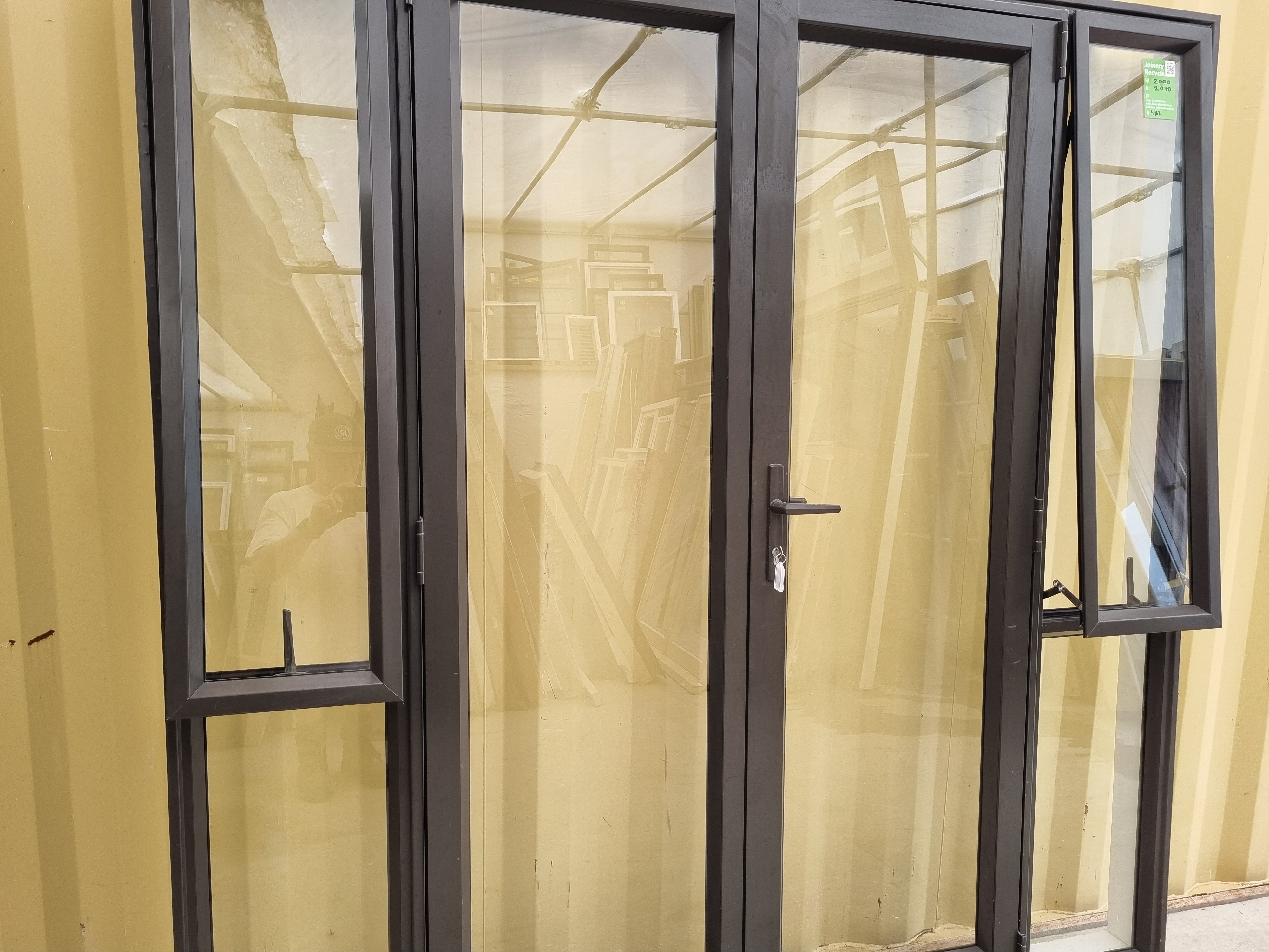Aluminium French Door  with Side Lights 2000 W x 2040 H [#4962 SF] Side View | Joinery Recycle