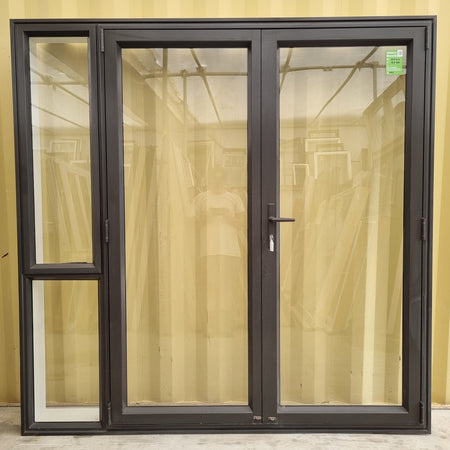 Aluminium French Door with Side Light  2040 W x 2040 H [#4963 SF] Exterior View | Joinery Recycle