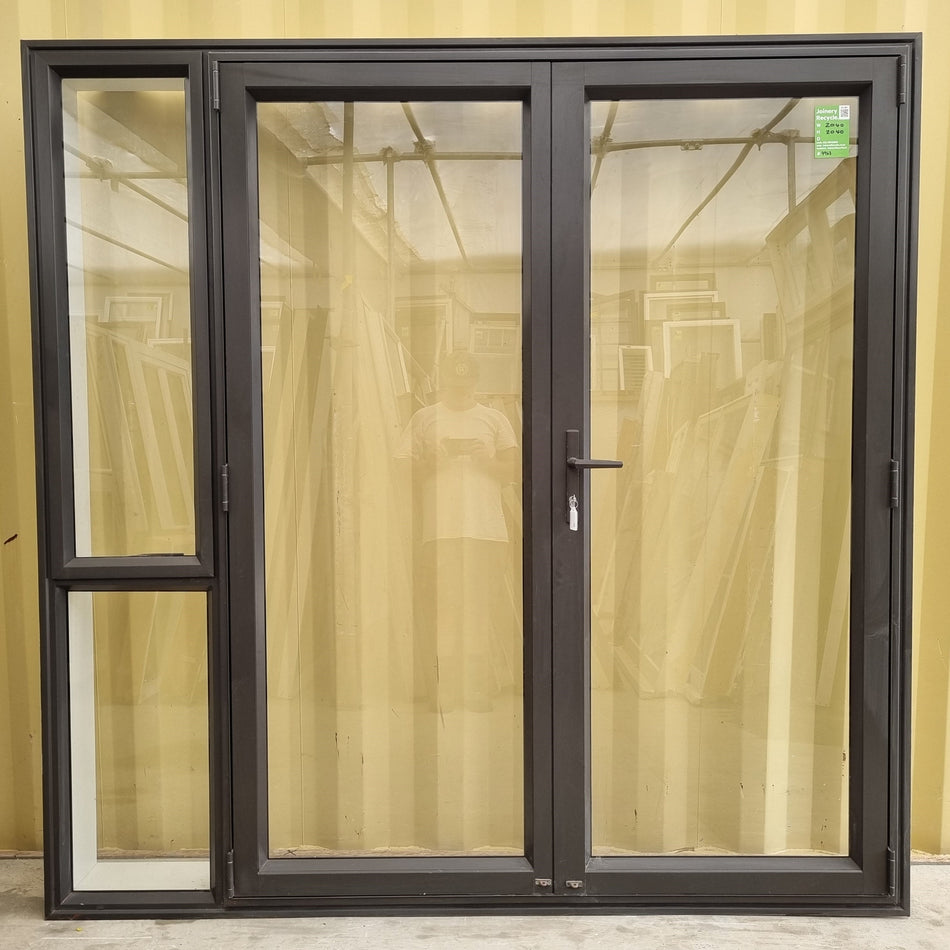 Aluminium French Door with Side Light  2040 W x 2040 H [#4963 SF] Exterior View | Joinery Recycle