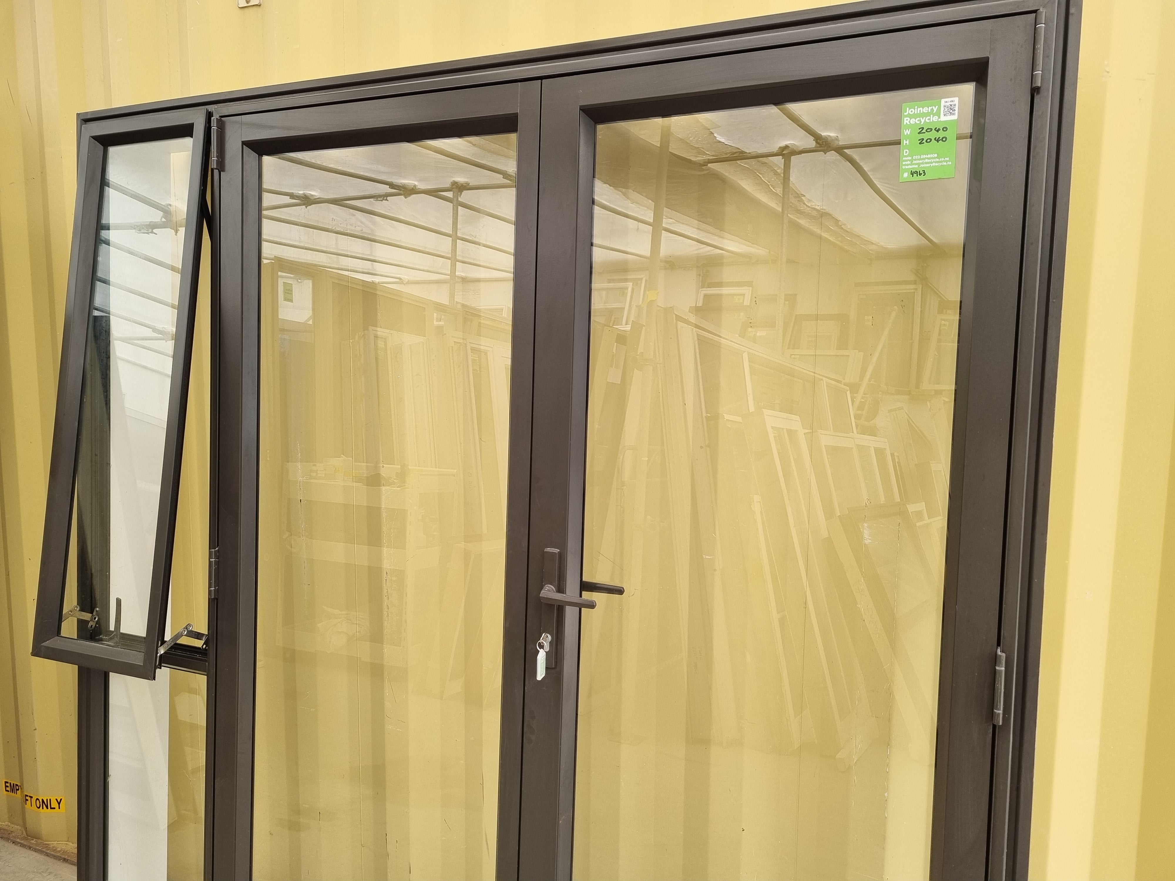 Aluminium French Door with Opening Side Light  Window 2040 W x 2040 H [#4963 SF] Joinery Recycle