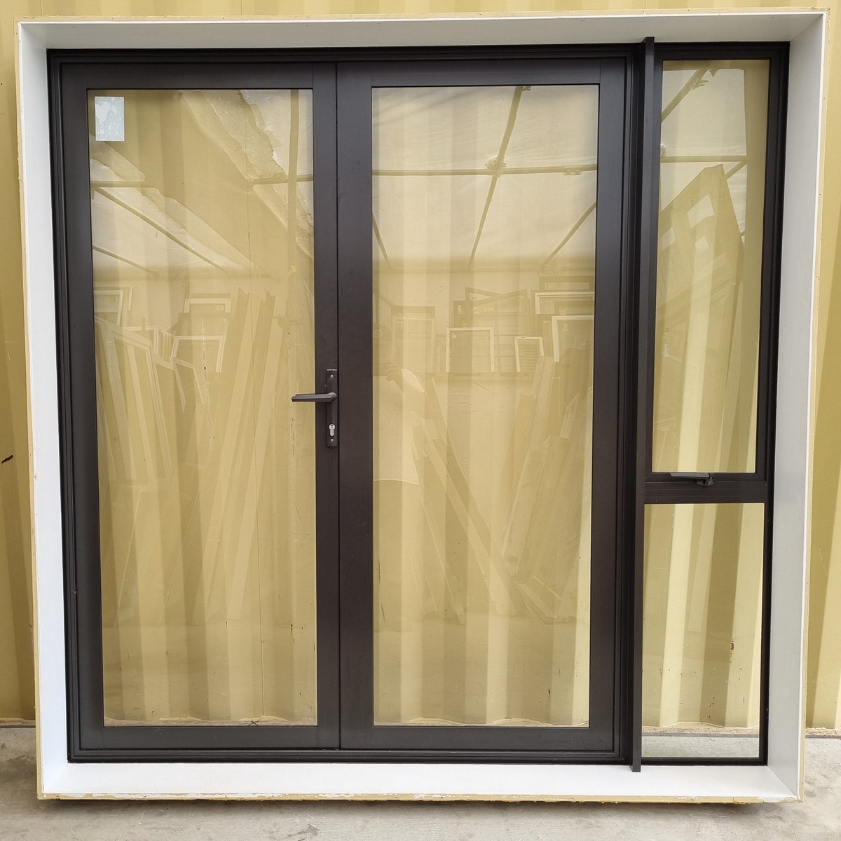 Aluminium French Door with Side Light  2040 W x 2040 H [#4963 SF] Interior View | Joinery Recycle