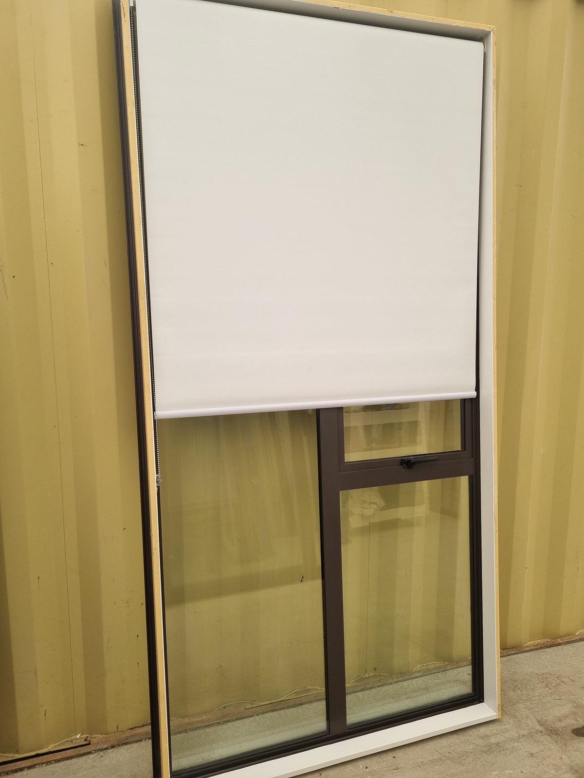 DOUBLE GLAZED Aluminium Window Ironsand 1200 W  x  2400 H [#4965  SF] wtih half Open Rolller Blind | Joinery Recycle