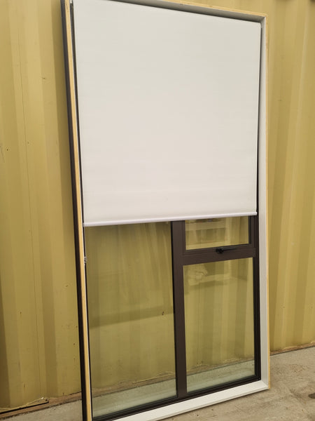 DOUBLE GLAZED Aluminium Window Ironsand 1200 W  x  2400 H [#4965  SF] wtih half Open Rolller Blind | Joinery Recycle