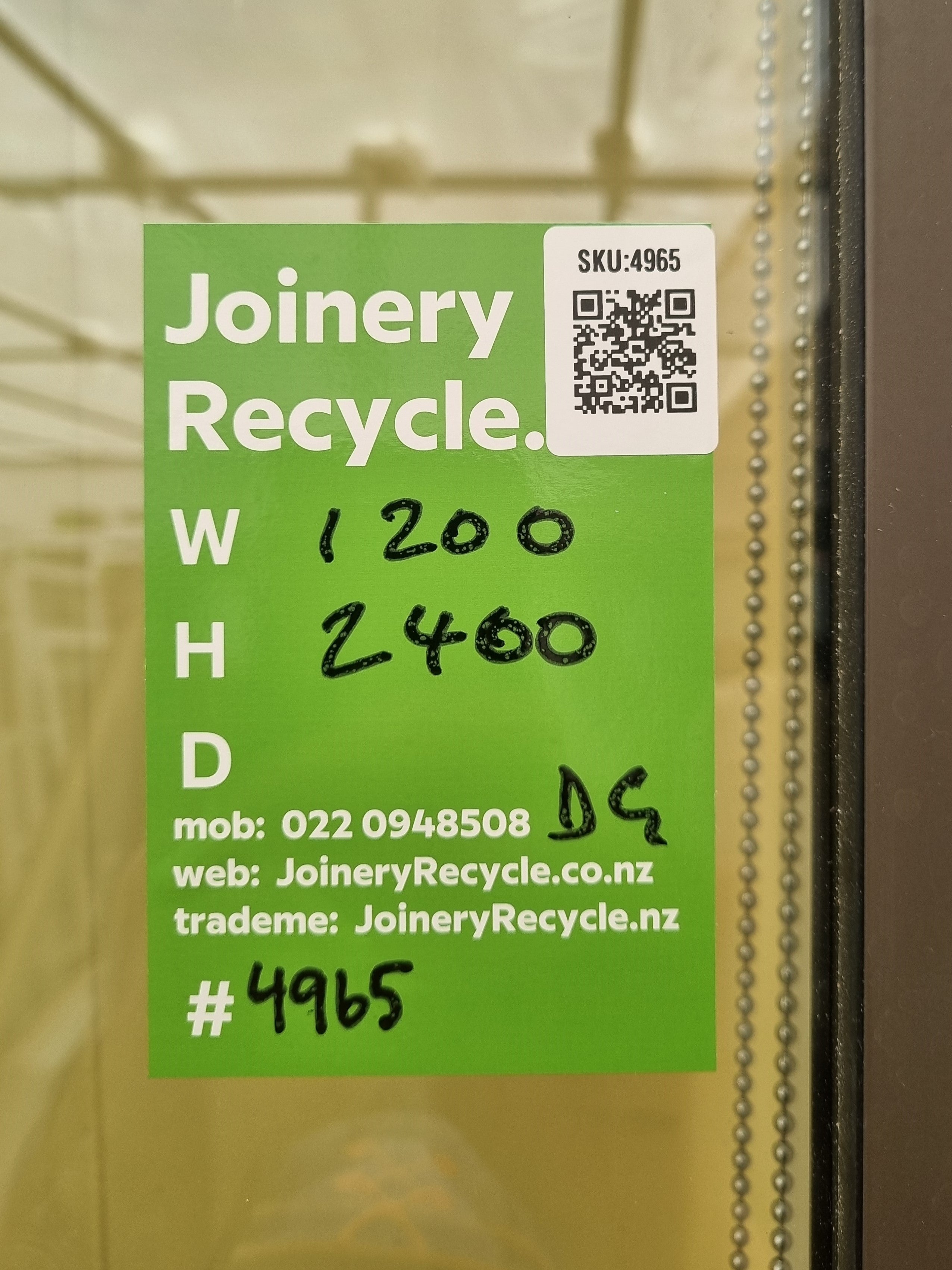 DOUBLE GLAZED Aluminium Window Ironsand 1200 W  x  2400 H [#4965  SF] Joinery Recycle
