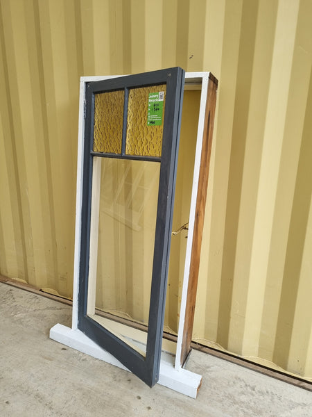 Coloured Glass Wooden Bungalow Window 610 W x 1300 H [#4980] Joinery Recycle