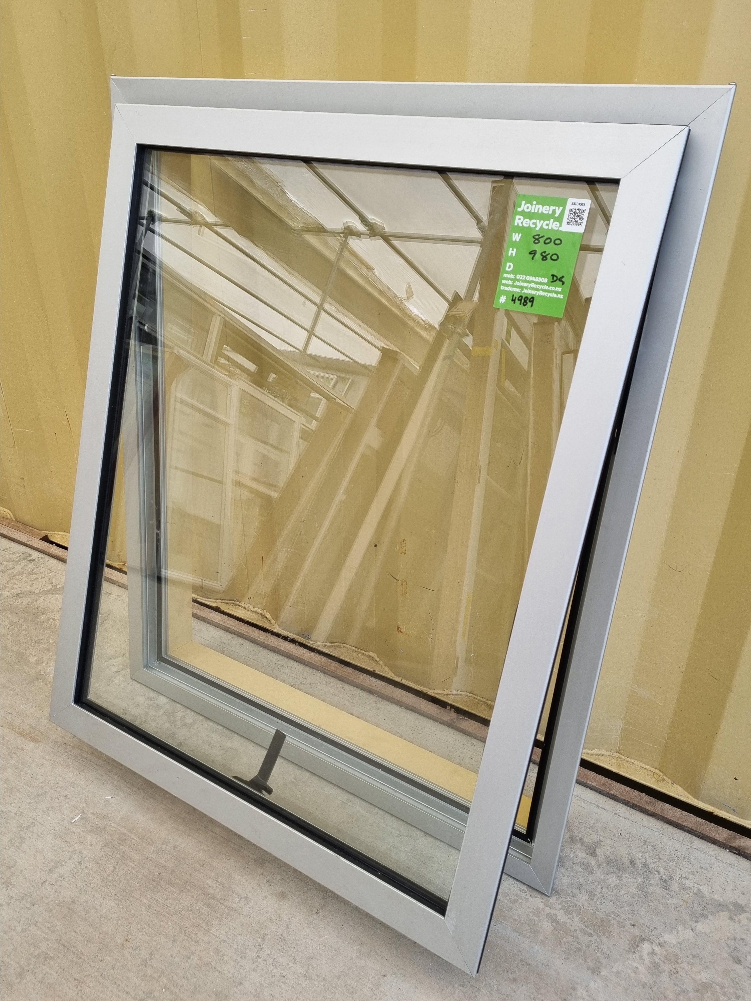 Double Glazed Aluminium Window Silver  800 W  x 900 H [#4989] Joinery Recycle