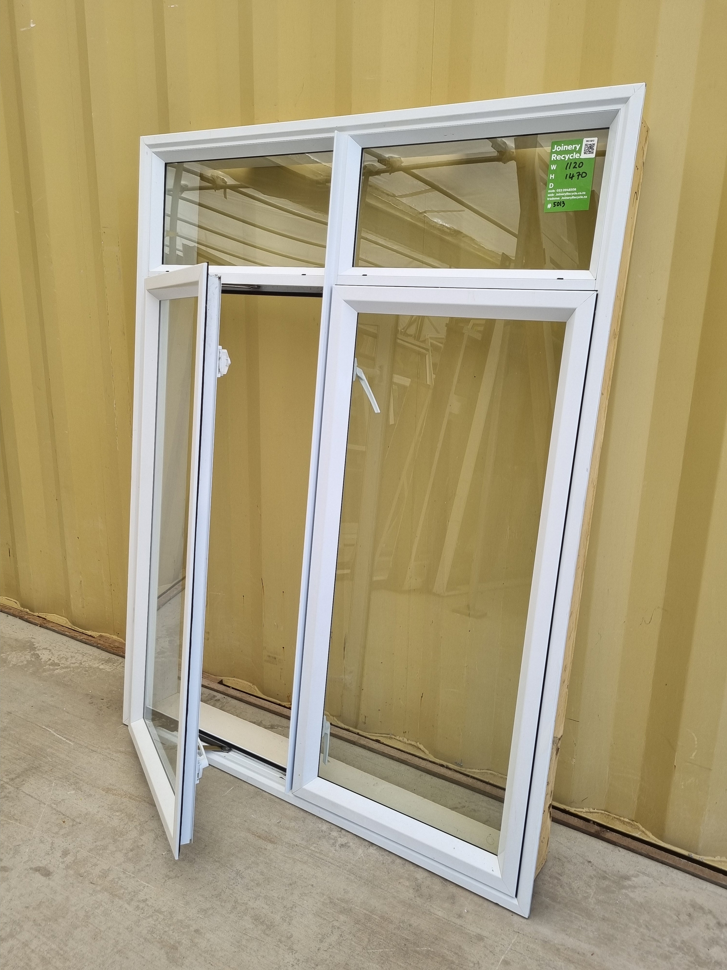 Aluminium Window White 1120 W  x 1470 H [#5013] SIDE VIEW Joinery Recycle