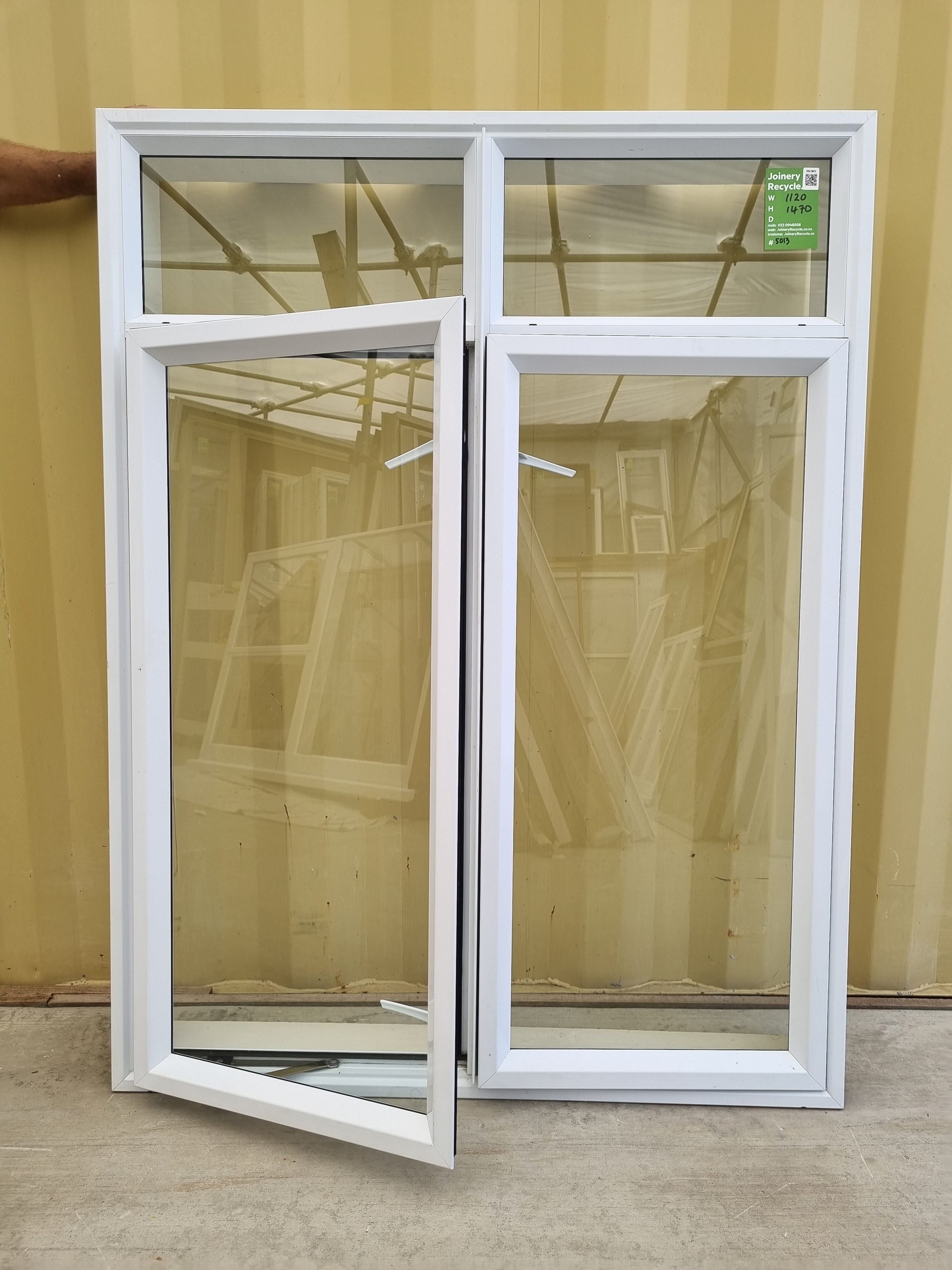 Aluminium Window White WITH OPENING SASH 1120 W  x 1470 H [#5013] Joinery Recycle
