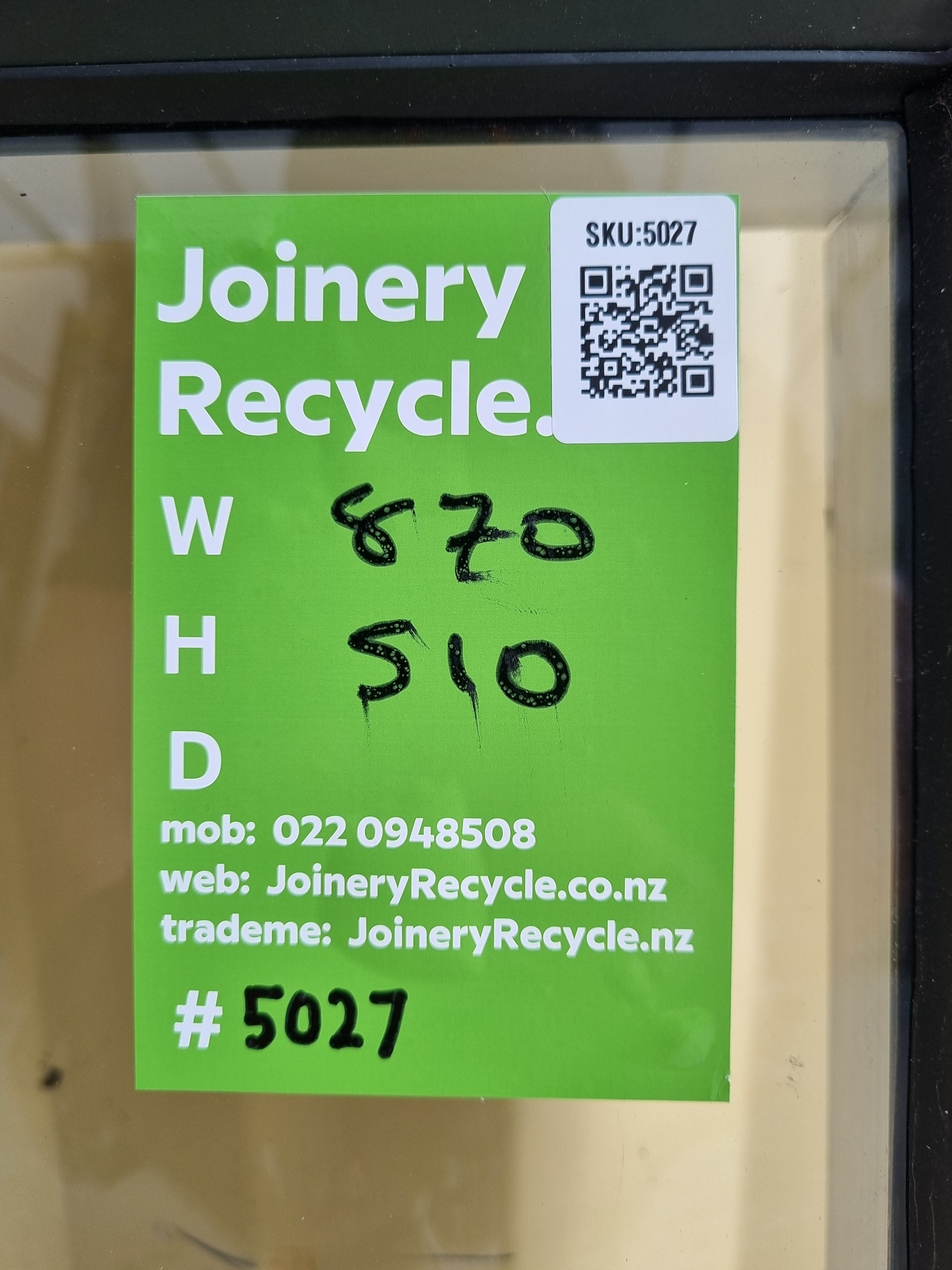 Aluminium Window Black  870 W  x 510 H [#5027] Joinery Recycle