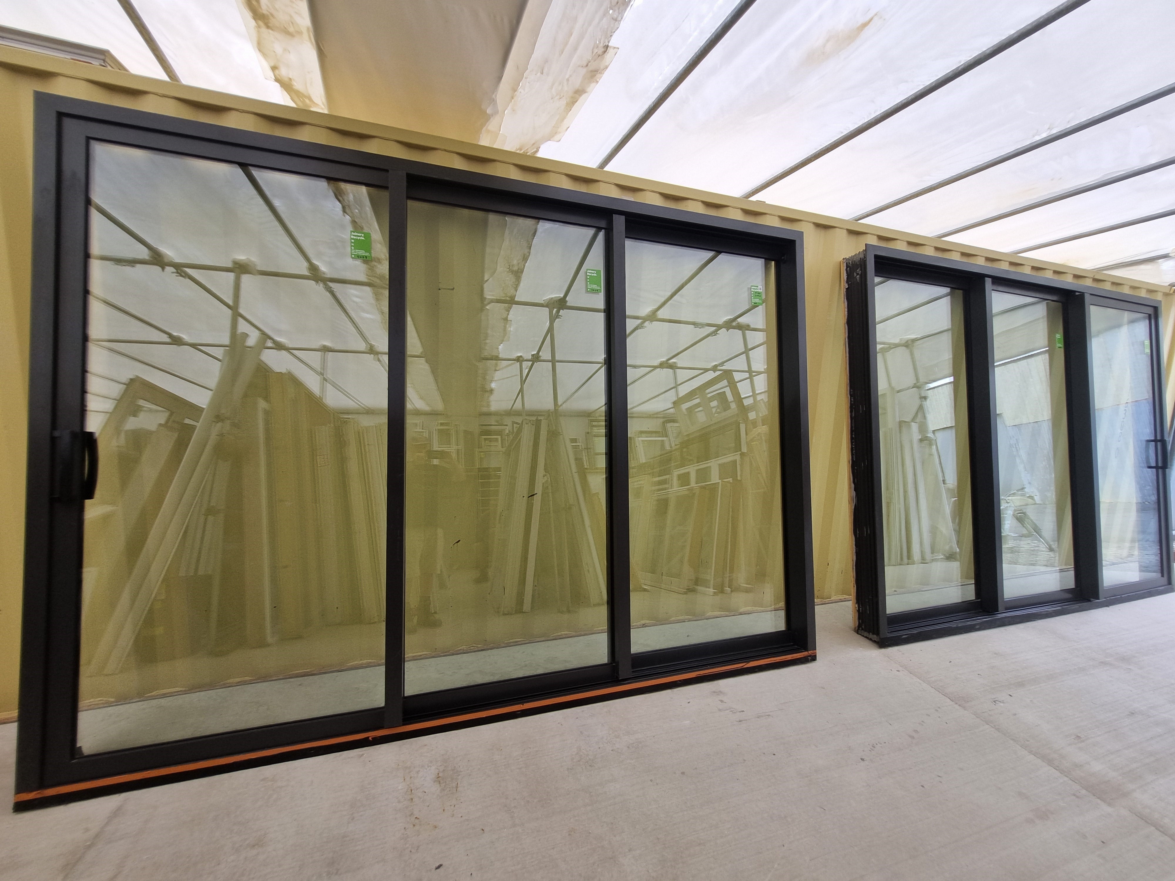 DOUBLE GLAZED STACKER Ranch Slider Ironsand 3380 W x 2450 H [#5029 SF] Joinery Recycle