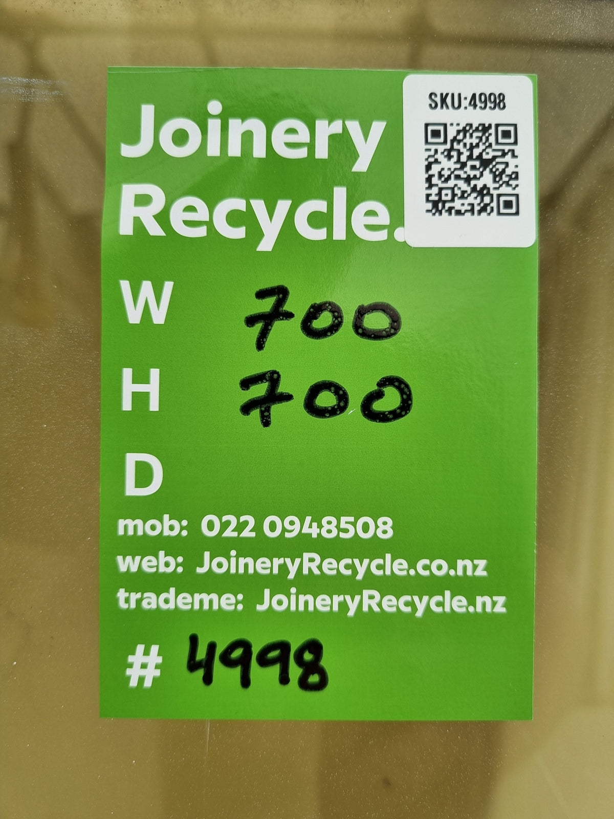Aluminium Window White 700 W  x  700 H  [#4998] Joinery Recycle