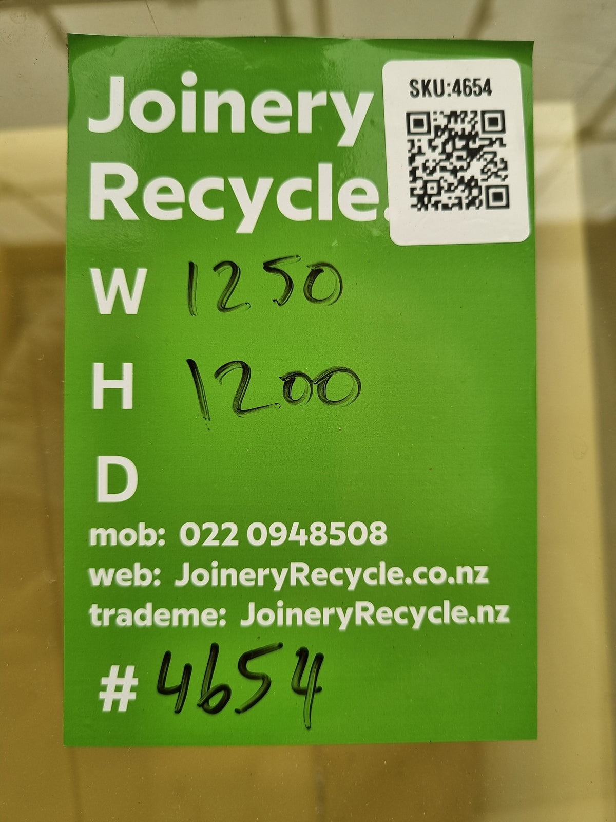 Aluminium Window White  1250 W  x  1200 H  [#4654 SF] Joinery Recycle