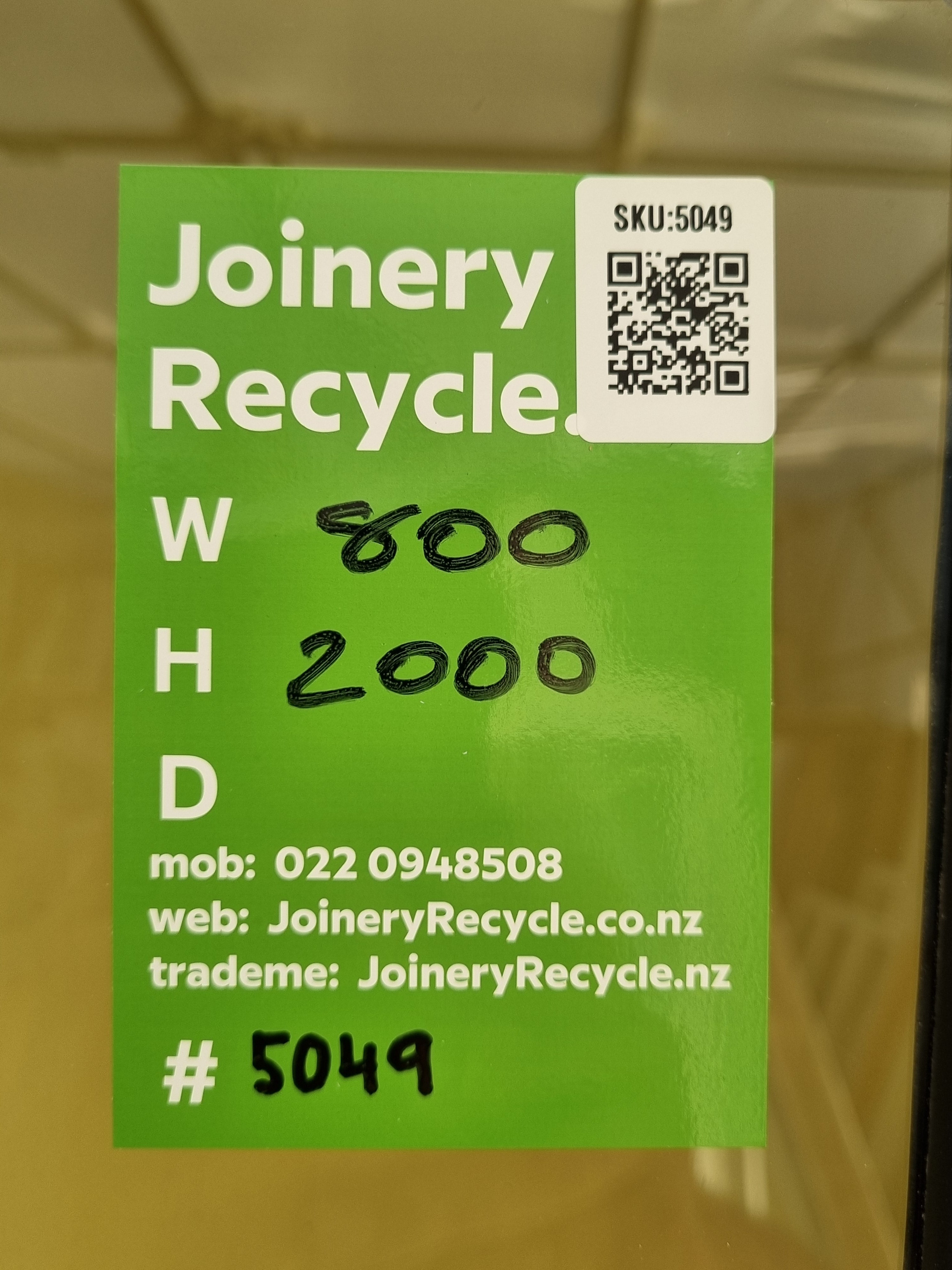 Aluminium & Glass Single Door 800 W x 2000 H  [#5049 SF] Joinery Recycle