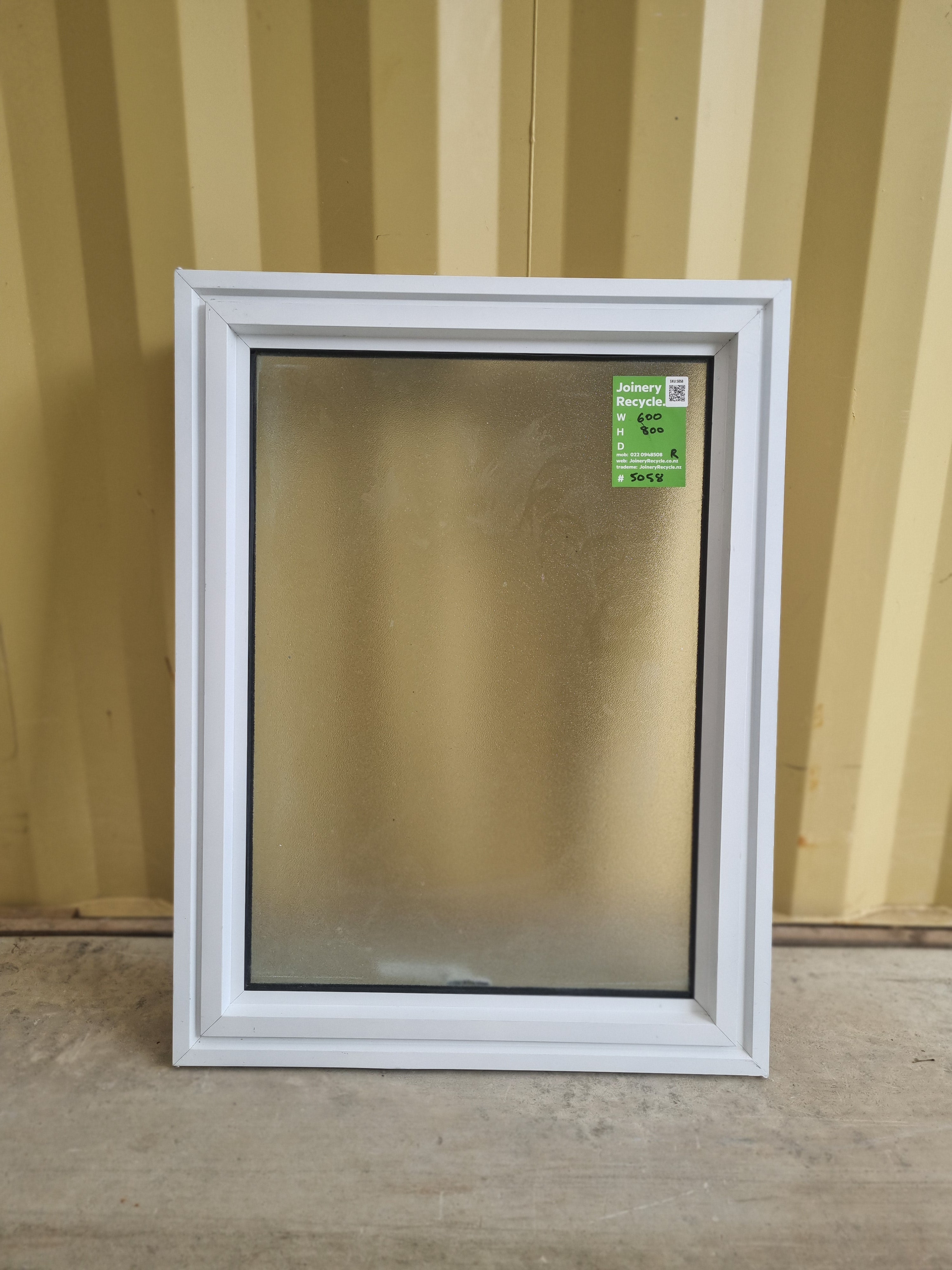 Aluminium Window White   600 W  x 800  H  [#5058 SF] Joinery Recycle