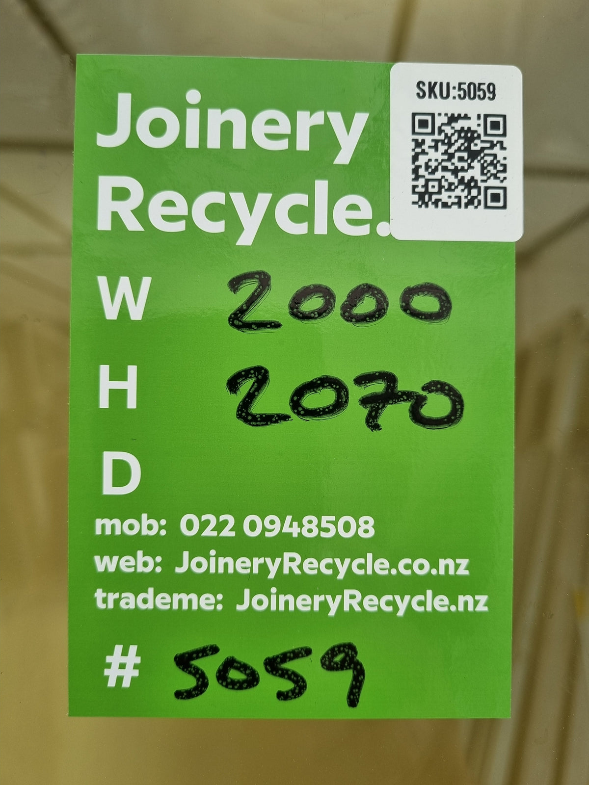 RANCH SLIDER Silver 2000  W x 2070 H [#5059 SF] Joinery Recycle