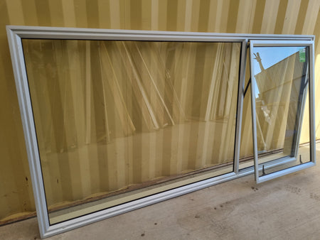 Aluminium Window Silver 2400 W  x 1200 H [#5034] Joinery Recycle