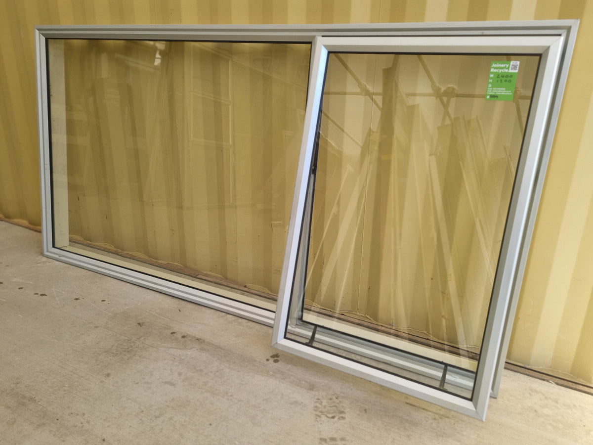 Aluminium Window Silver 2400 W  x 1200 H [#5034] Joinery Recycle