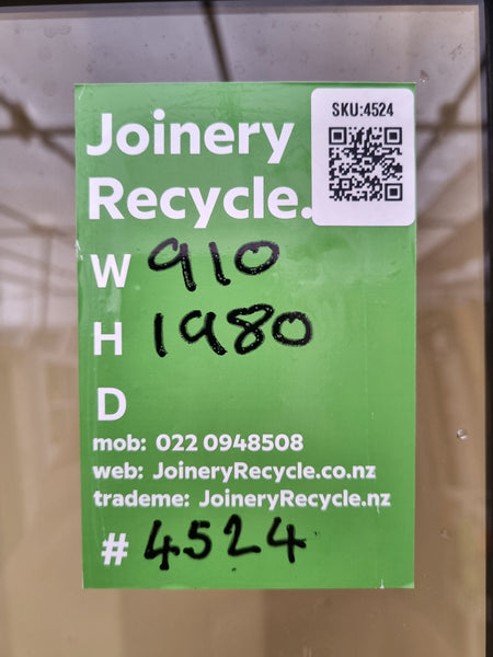Aluminium & Glass Single Door 910 W x 1980 H  [#4524  SF] Joinery Recycle