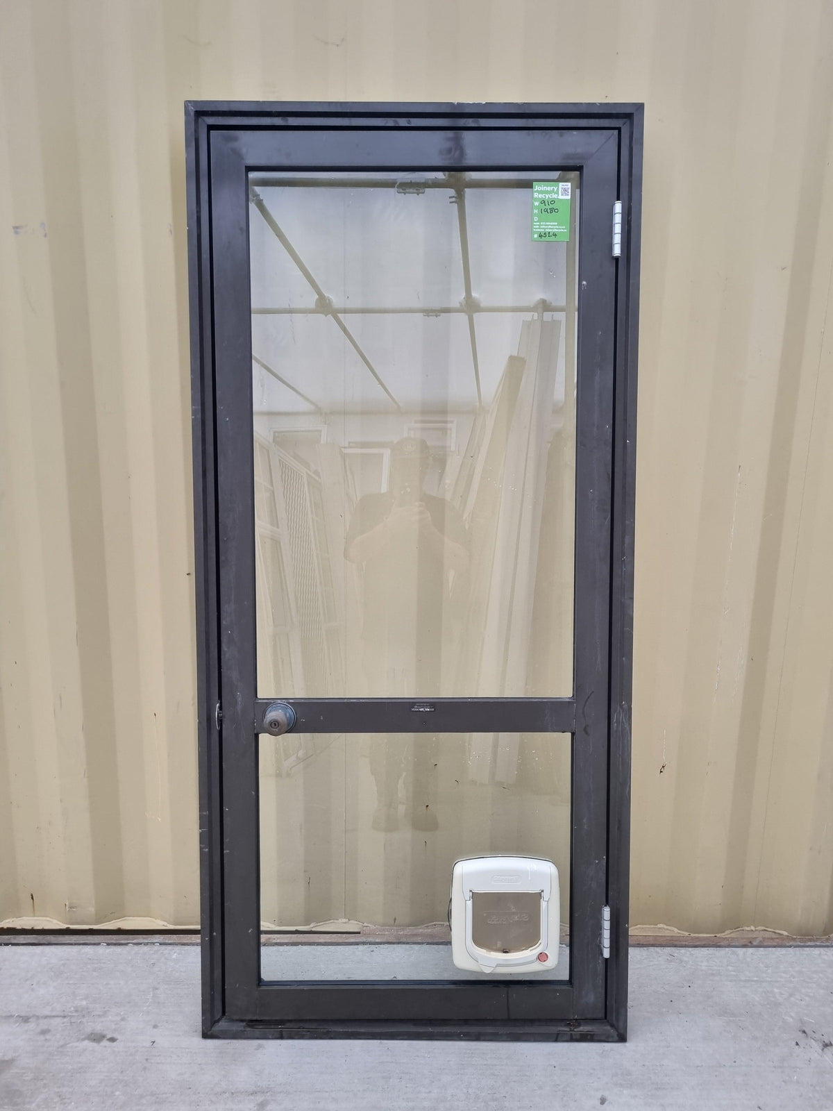 Aluminium & Glass Single Door 910 W x 1980 H  [#4524  SF] Joinery Recycle