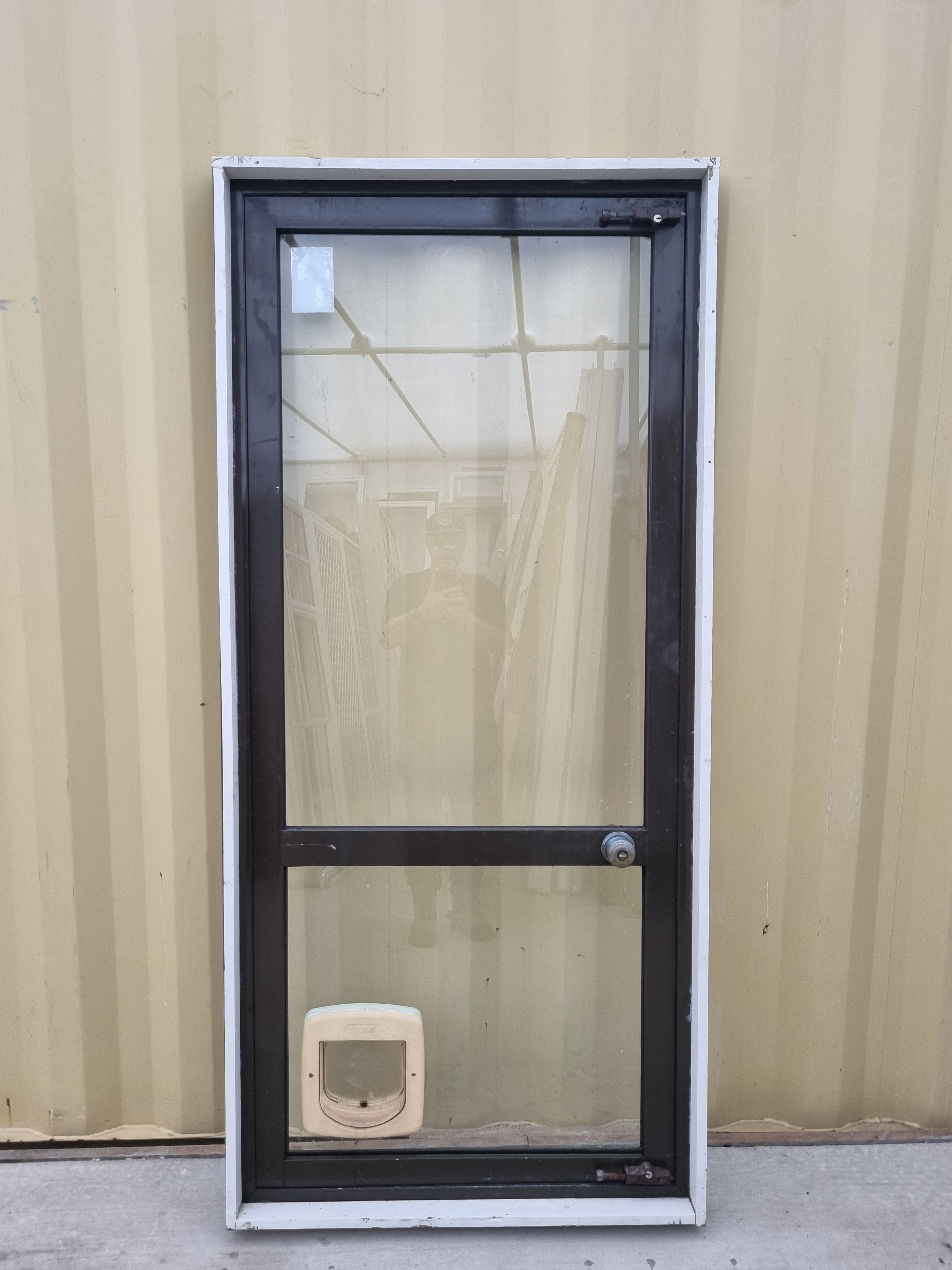 Aluminium & Glass Single Door 910 W x 1980 H  [#4524  SF] Joinery Recycle