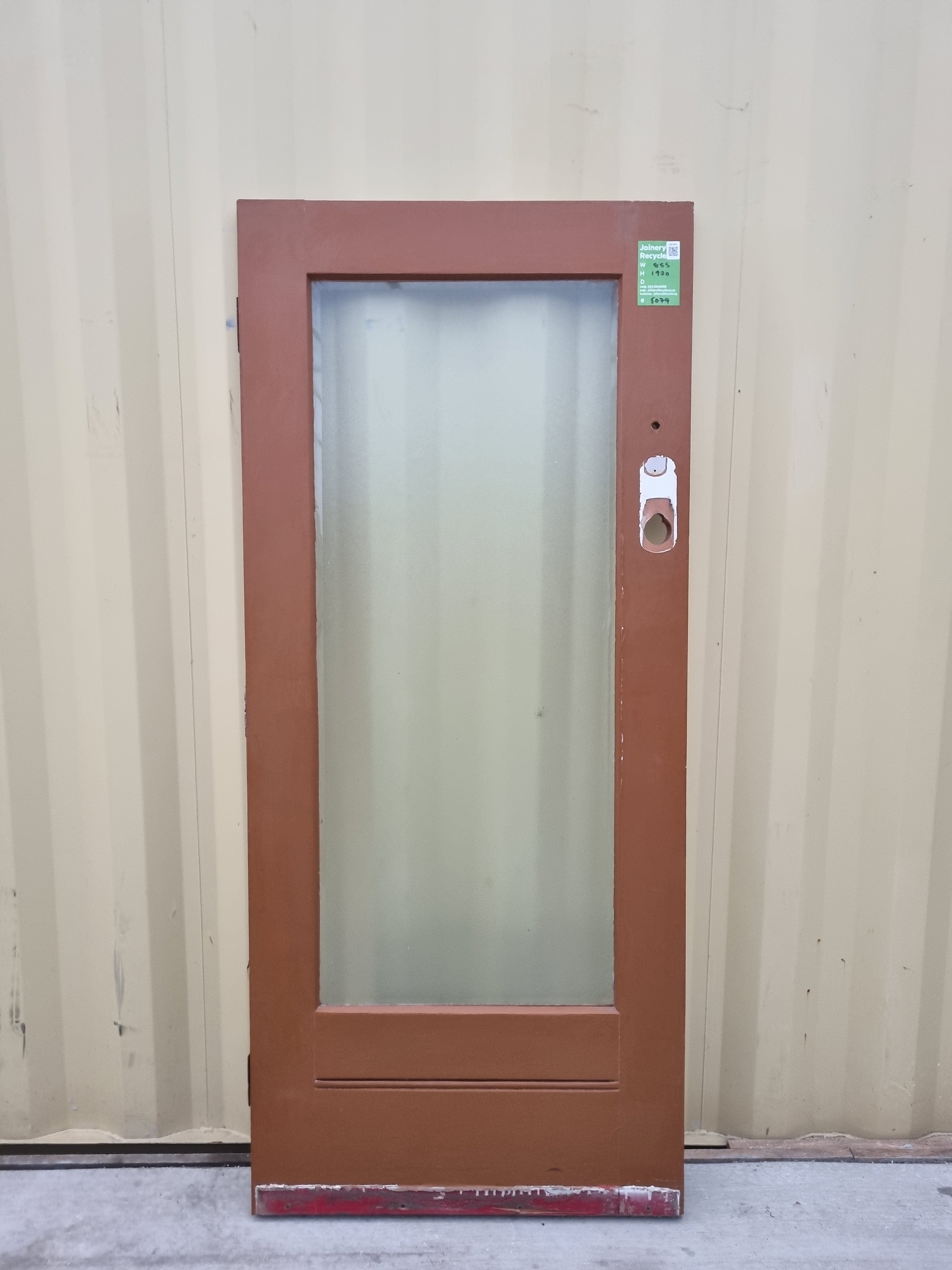 Wood and Glass Single Door Leaf  855 W x  1970 H [#5074] Joinery Recycle