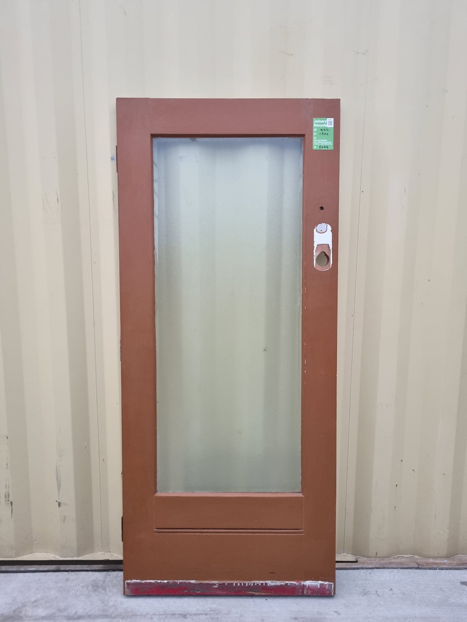 Wood and Glass Single Door Leaf  855 W x  1970 H [#5074] Joinery Recycle