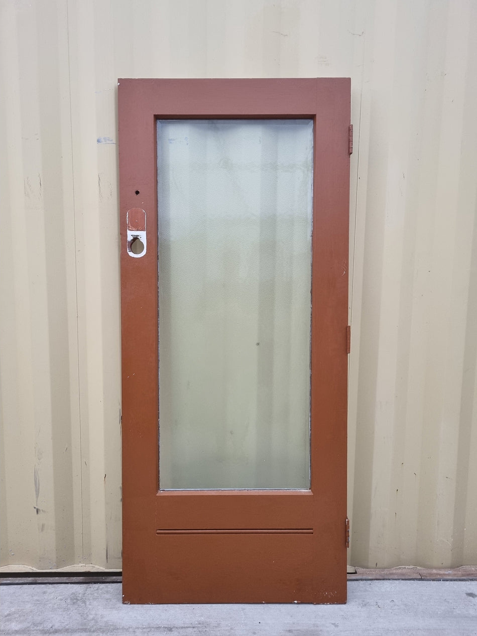 Wood and Glass Single Door Leaf  855 W x  1970 H [#5074] Joinery Recycle