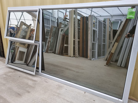 Aluminium Window Grey 2530 W  x 1310 H [#5075] Joinery Recycle