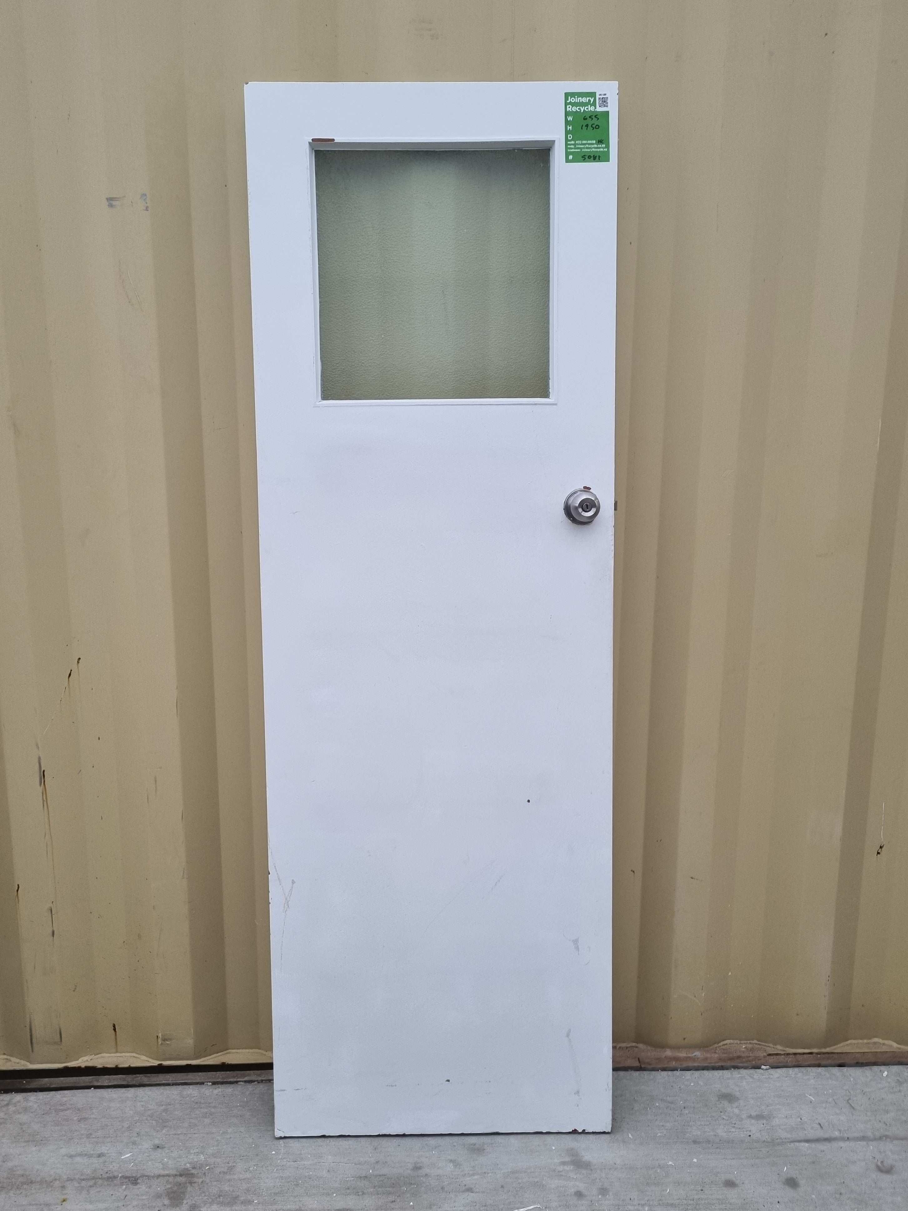 Wood and Glass Single Door Leaf  655 W x 1950 H [#5071] Joinery Recycle