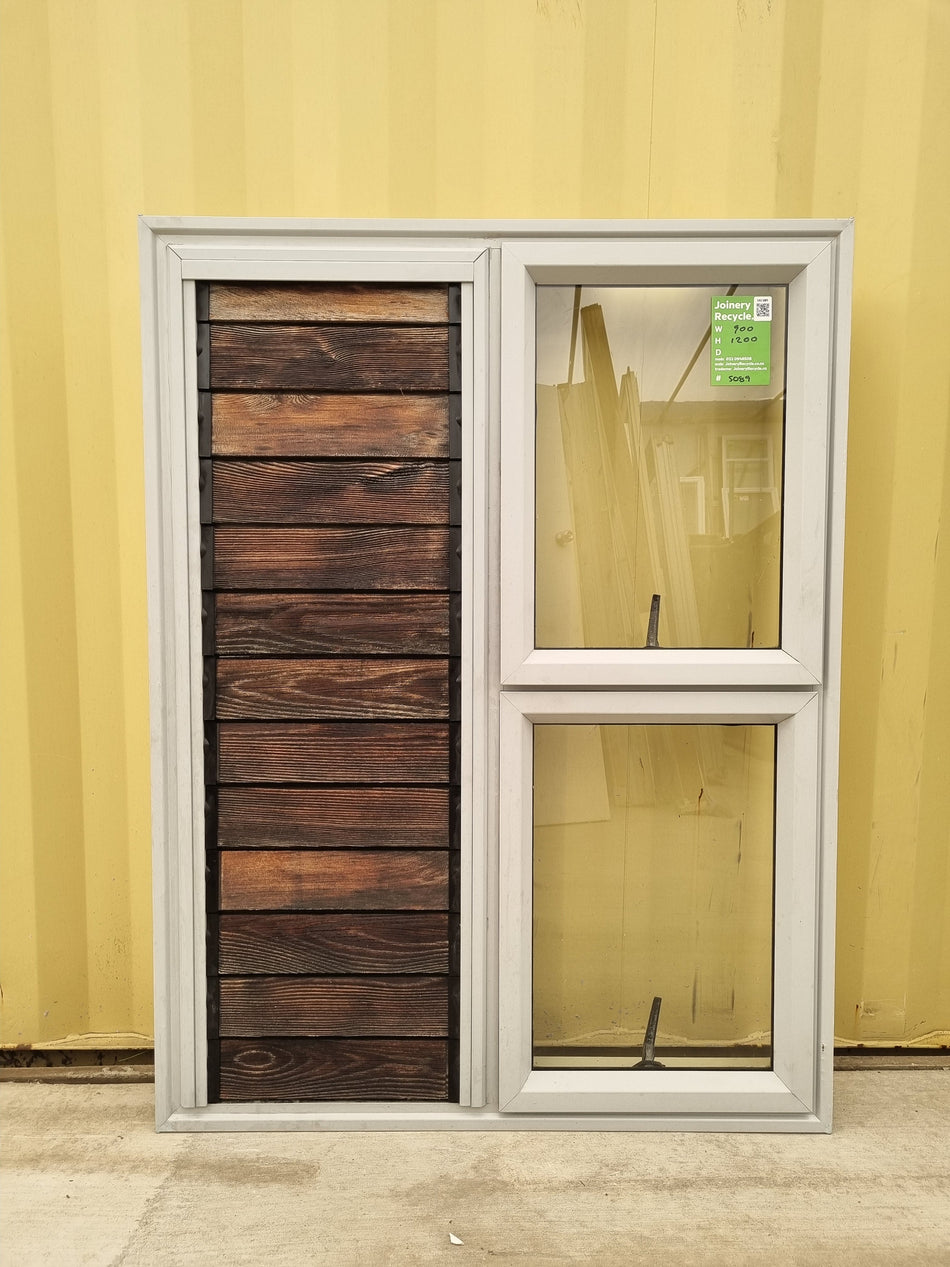 Wooden Louvre and Aluminium Window Off White 900 W  x 1200 H [#5089] Joinery Recycle
