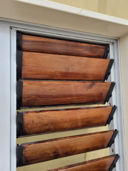 Wooden Louvre and Aluminium Window Off White 900 W  x 1200 H [#5089] Joinery Recycle