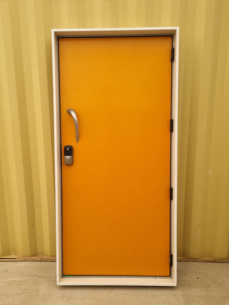 Solid Wood Orange Entrance Door  980 W x  2050 H [#5090] Joinery Recycle