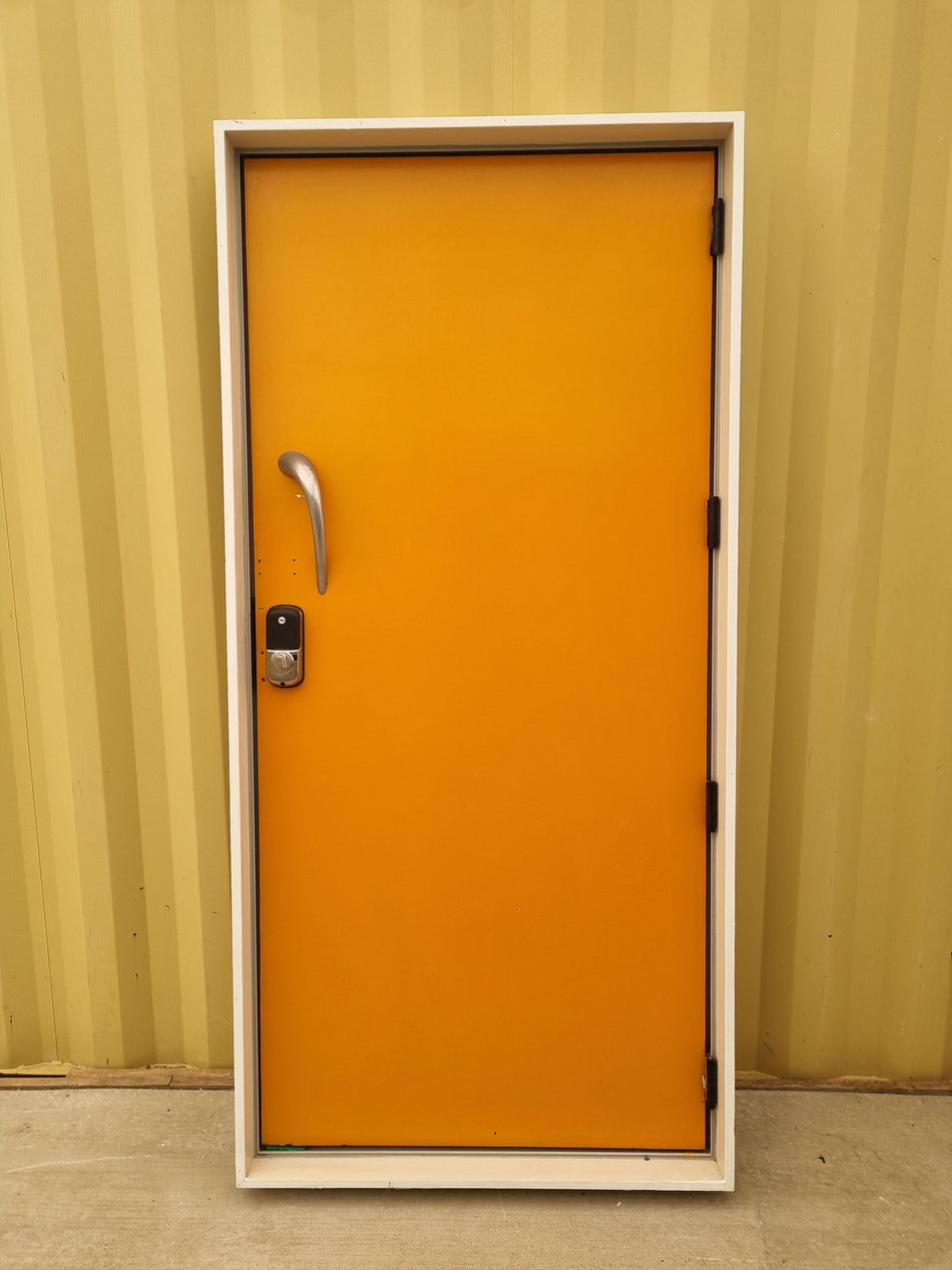 Solid Wood Orange Entrance Door  980 W x  2050 H [#5090] Joinery Recycle