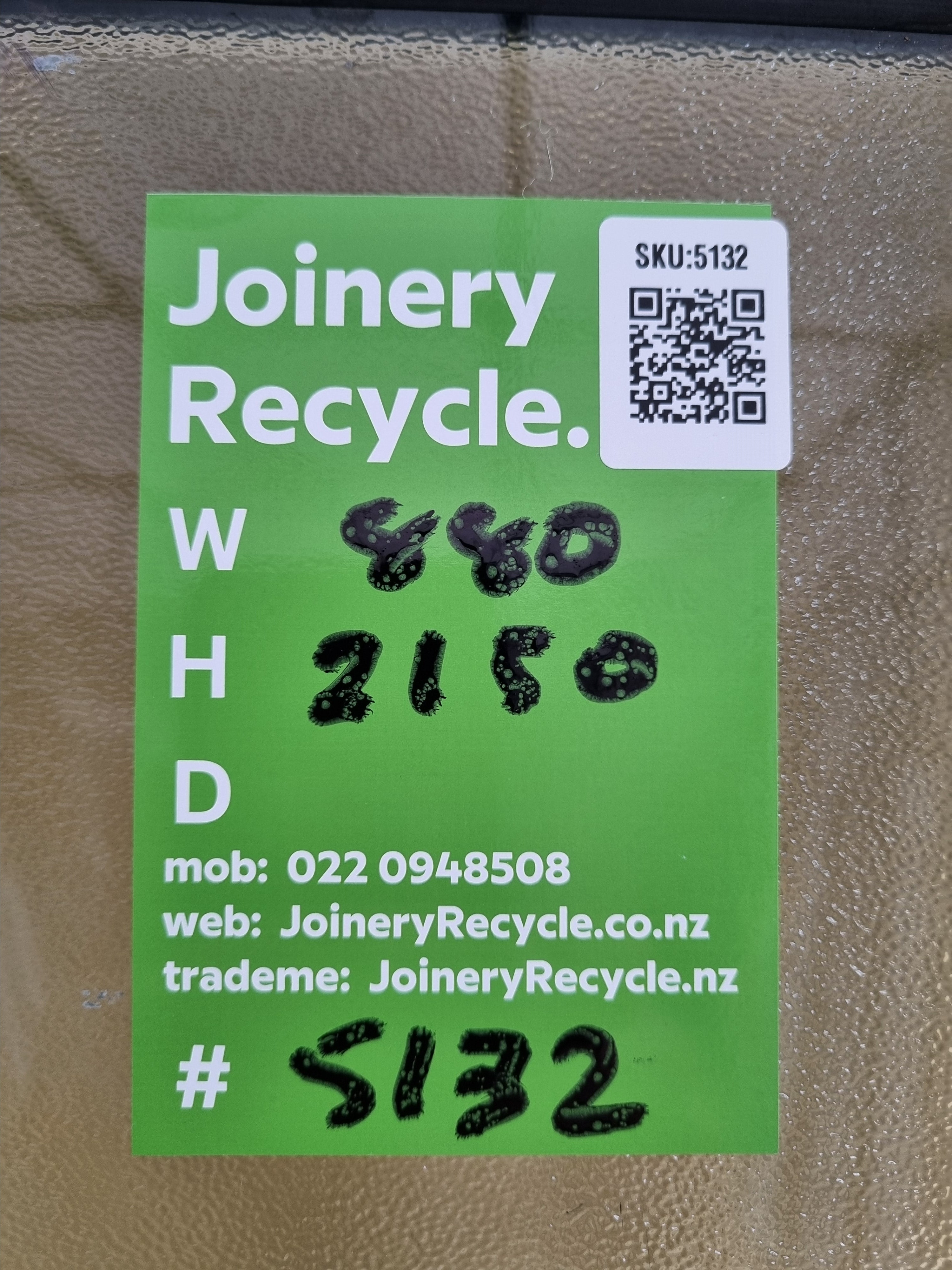 Aluminium & Glass Single Door 880 W x 2150 H  [#5132 SF] Joinery Recycle