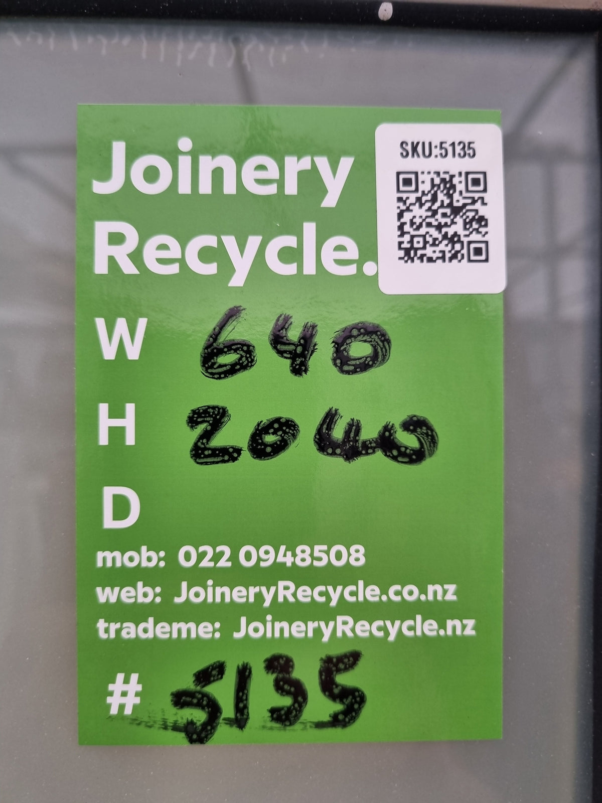 Aluminium Window White  640 W  x  2040 H  [#5135] Joinery Recycle