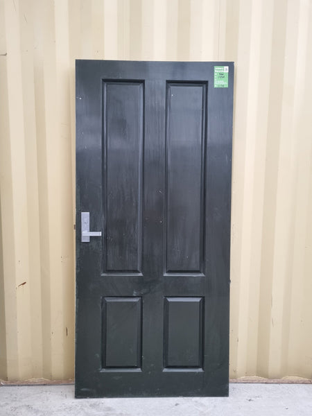Black 4-Panel Timber Entrance Door   700 W x  1930 H [#5139] Joinery Recycle