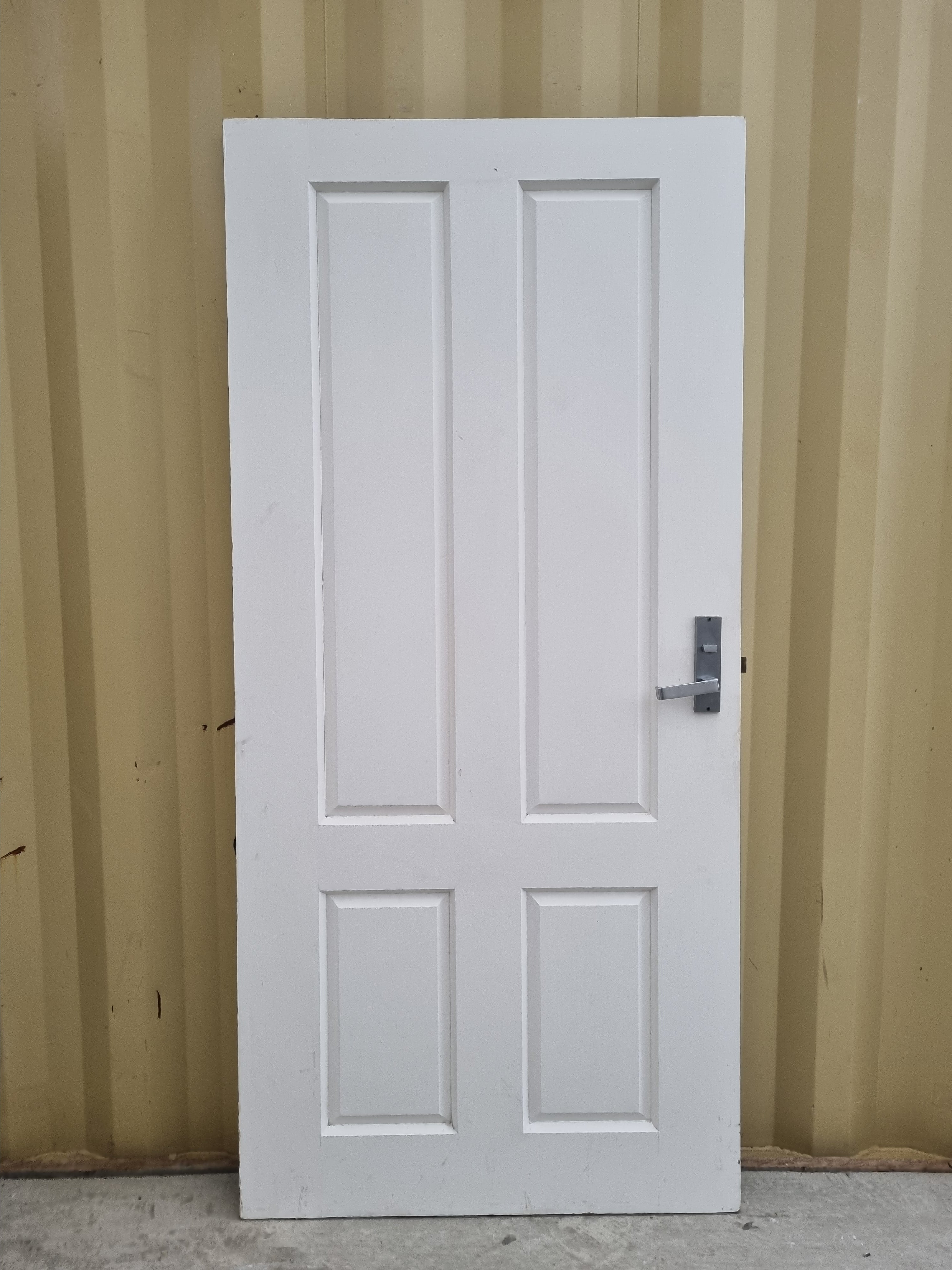Black 4-Panel Timber Entrance Door   700 W x  1930 H [#5139] Joinery Recycle
