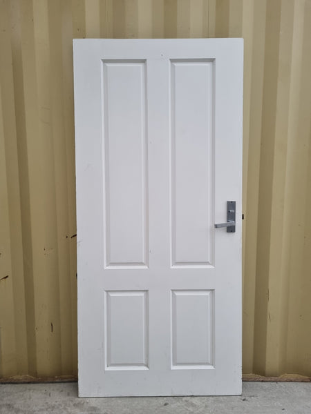 Black 4-Panel Timber Entrance Door   700 W x  1930 H [#5139] Joinery Recycle