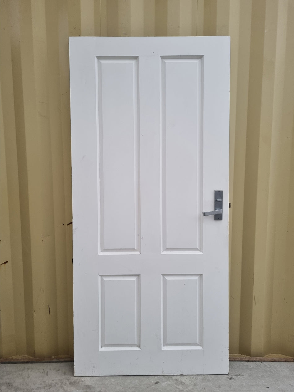 Black 4-Panel Timber Entrance Door   700 W x  1930 H [#5139] Joinery Recycle