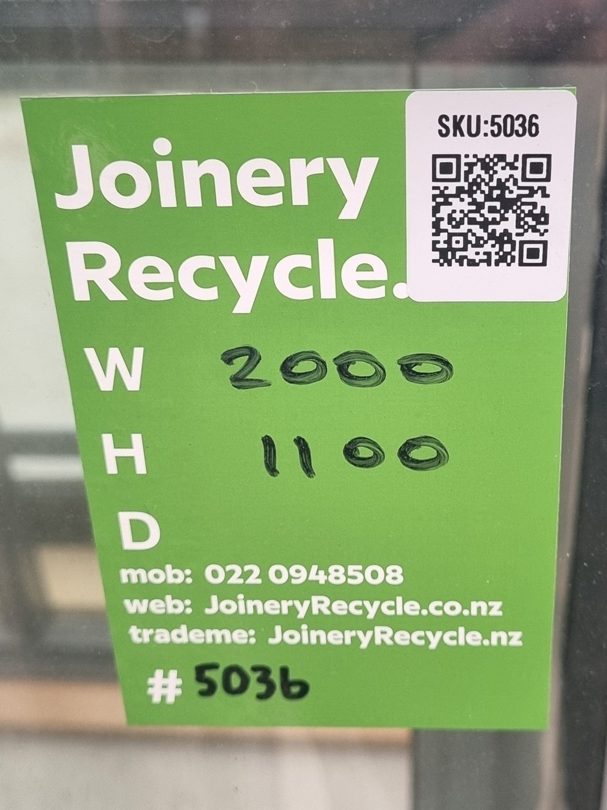 SLIDING Aluminium Window Charcoal / Brown 2000 W  x 1100 H [#5036 SF] Joinery Recycle
