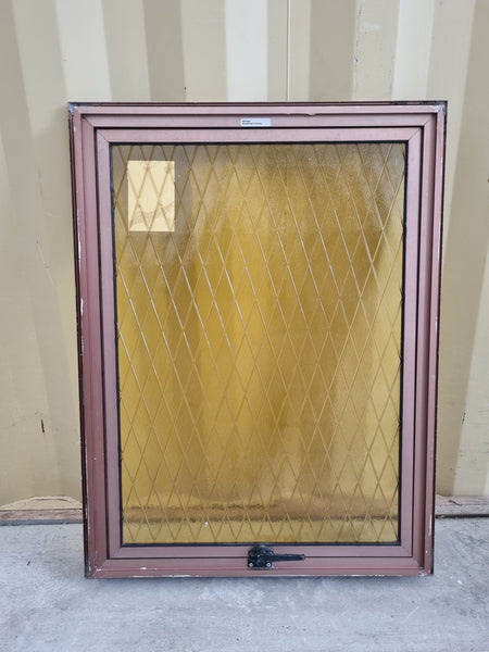 Amber Glass Diamond Pattern Silver Aluminium Window 610 W x 810 H [#5148] Joinery Recycle