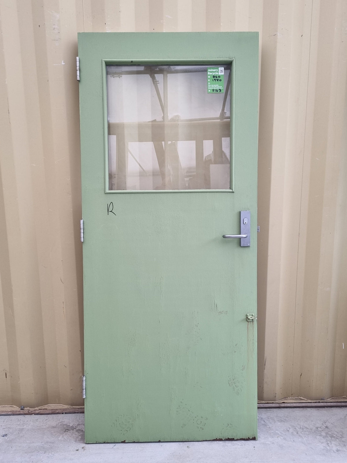 Wood & Glass Single Door Leaf 860 W x 1980 H [#5163] Joinery Recycle