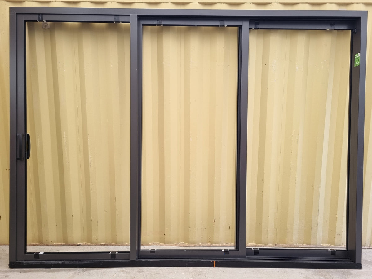NEVER USED, UNGLAZED, STACKER Ranch Slider ironsand 3380 W x 2460 H [#5183  SF] Joinery Recycle
