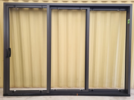 NEVER USED, UNGLAZED, STACKER Ranch Slider ironsand 3380 W x 2460 H [#5183  SF] Joinery Recycle