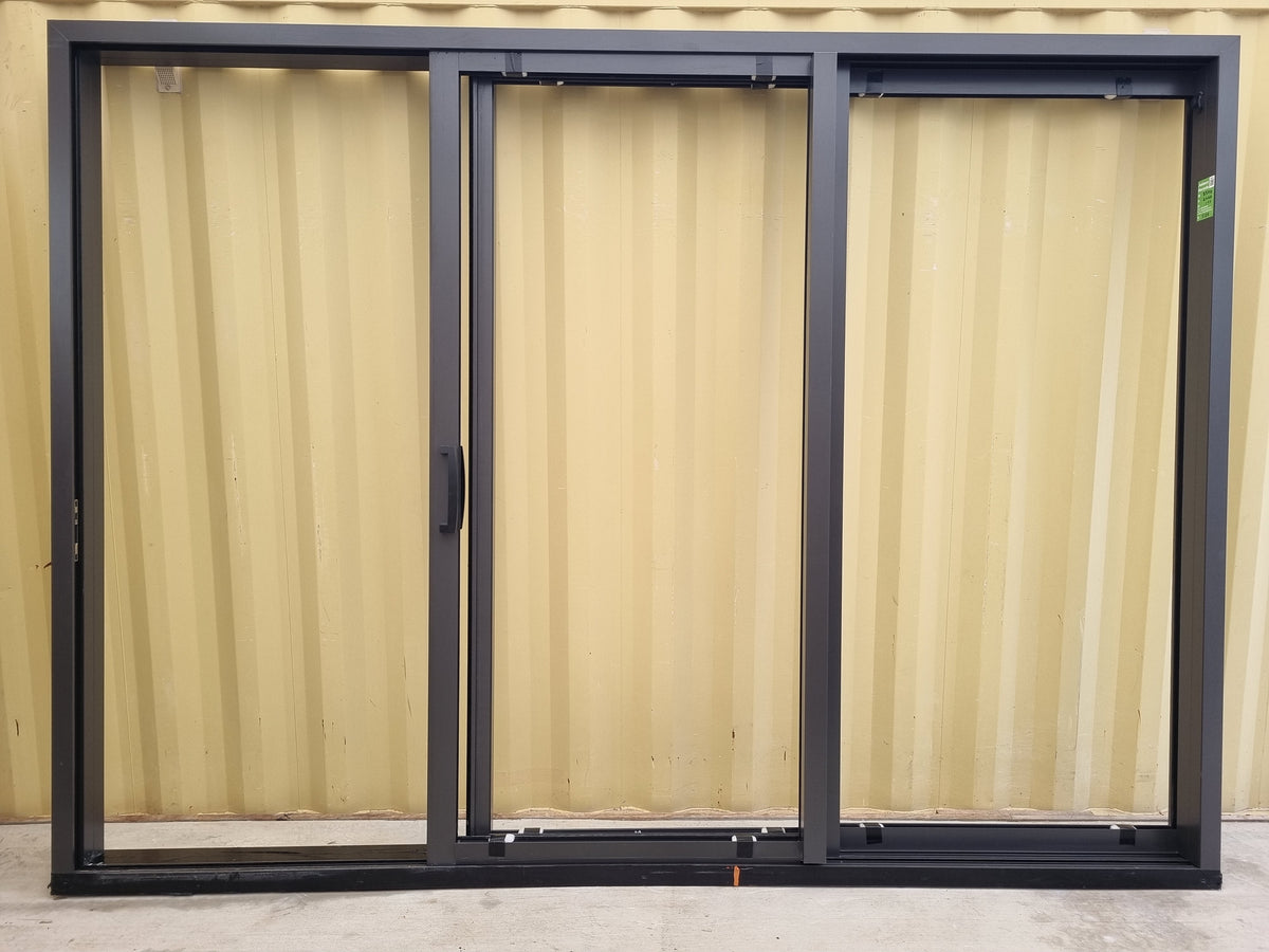 NEVER USED, UNGLAZED, STACKER Ranch Slider ironsand 3380 W x 2460 H [#5183  SF] Joinery Recycle