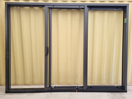 NEVER USED, UNGLAZED, STACKER Ranch Slider ironsand 3380 W x 2460 H [#5183  SF] Joinery Recycle
