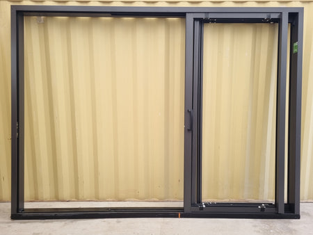 NEVER USED, UNGLAZED, STACKER Ranch Slider ironsand 3380 W x 2460 H [#5183  SF] Joinery Recycle