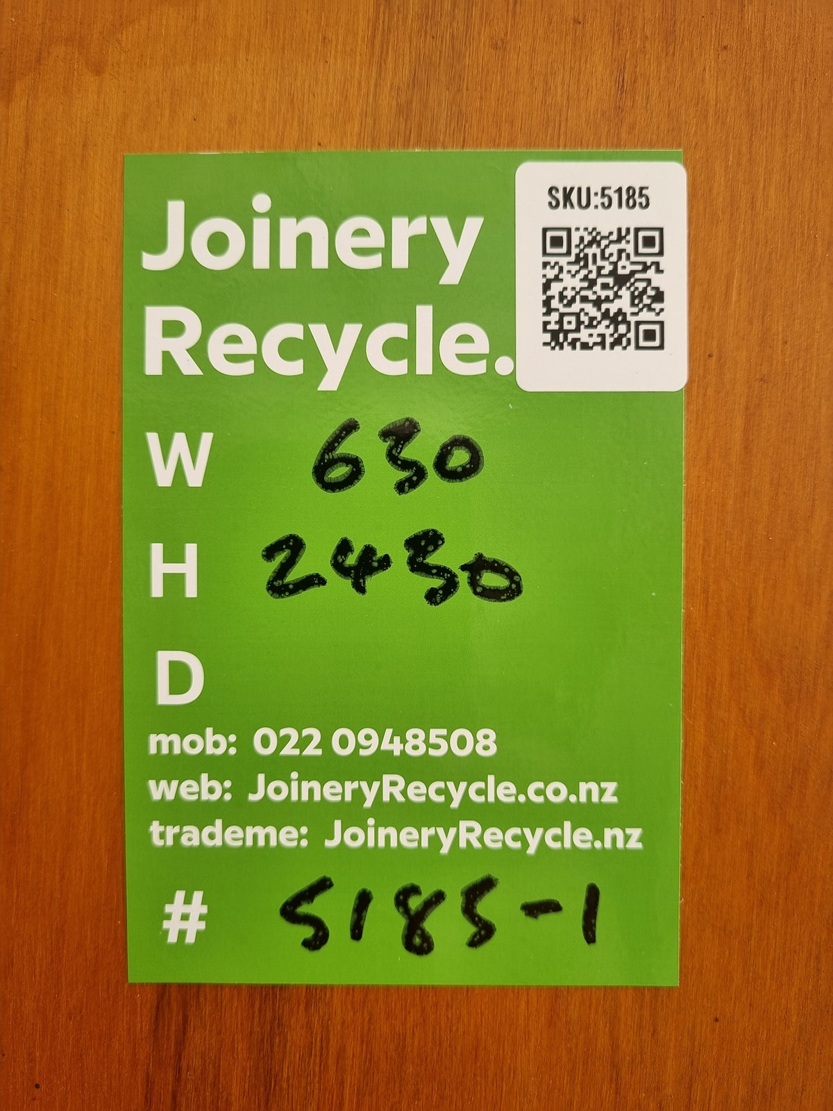 Cupboard Door - RIMU Veneer - 630 W  x 2450 H [#5185-1] Joinery Recycle