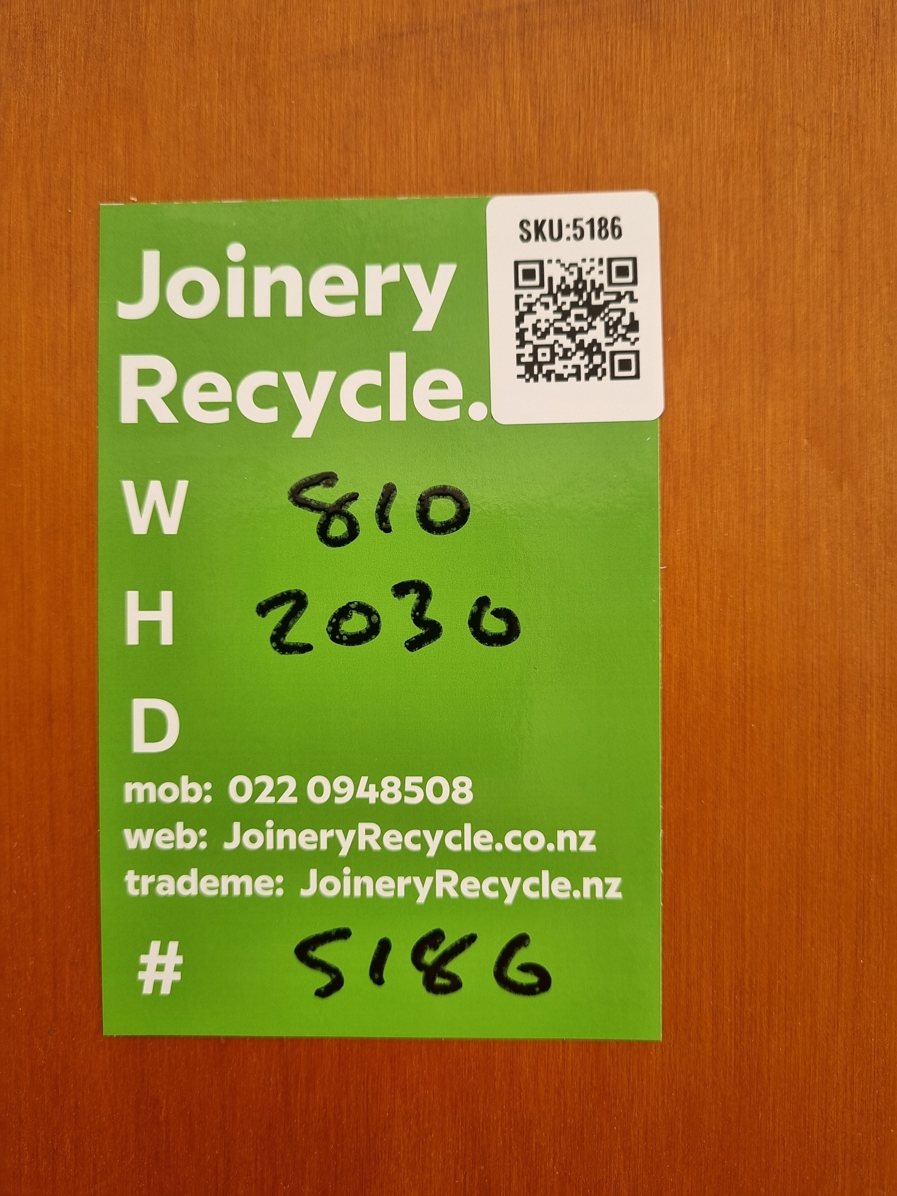 Framed Internal Door - RIMU Veneer - 810 W  x  2030 H [#5186 SF] Joinery Recycle